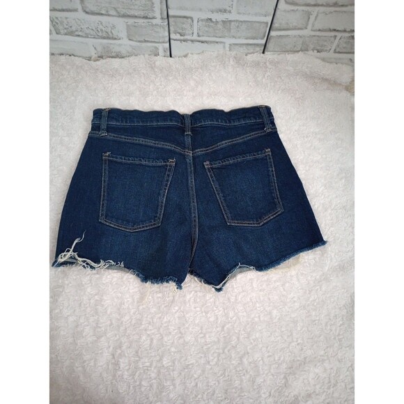 Old Navy Blue Denim Higher High Rise Sky-Hi A-line  Button Fly Shorts size 8 - Picture 2 of 9